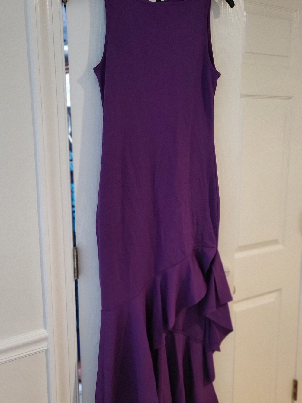 Purple Sleeveless Ruffle-Hem Maxi Dress